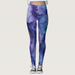 Moderne paarse blauwe waterverf splaatstpatroon leggings<br><div class="desc">Leggen met een moderne paarse en blauwe waterverf,  spatten.</div>