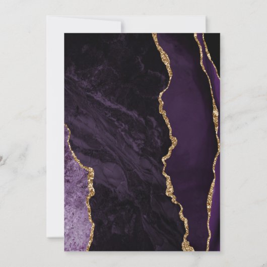 Moderne Paarse Blauwgroen gouden agaat bruiloft Kaart (Achterkant)