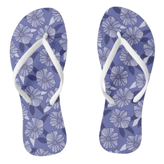 Moderne paarse bloem blaadje patroon teenslippers (Voetbed)