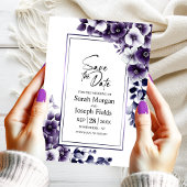 Moderne Paarse Bloemen Bewaar de Datum Kaart