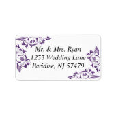 Moderne Paarse bloemen | Bruiloft Etiket (Voorkant)