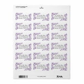 Moderne Paarse bloemen | Bruiloft Etiket (Full Sheet)