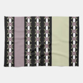 Moderne paarse bloemen en strepen theedoek (Horizontaal)