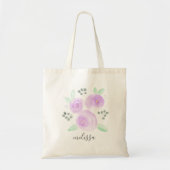 Moderne paarse bloemen Eucalyptus Tote Bag (Voorkant)