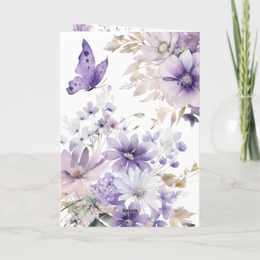 Moderne paarse bloemen foto Moederdag kaart (Achterkant)