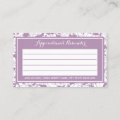 Moderne Paarse Bloemen Girly Afspraak Herinnering Afsprakenkaartje (Achterkant)