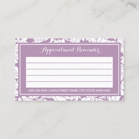 Moderne Paarse Bloemen Girly Afspraak Herinnering Afsprakenkaartje (Achterkant)