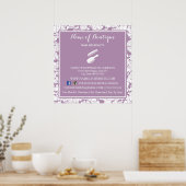 Moderne Paarse Bloemen Girly Salon Informatie Sign Poster (Keuken)