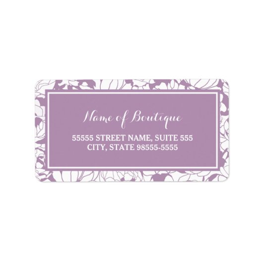 Moderne Paarse Bloemen Meisje Beauty Boutique Etiket (Voorkant)