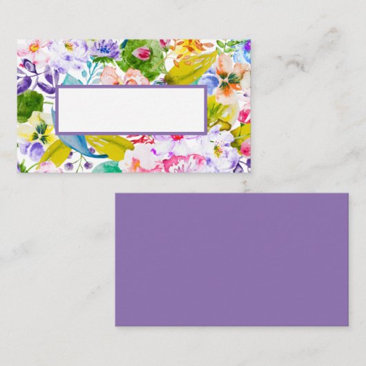 Moderne Paarse Bloemen Romantische Bruiloft Plaats Plaatskaartje (Voorkant / Achterkant)