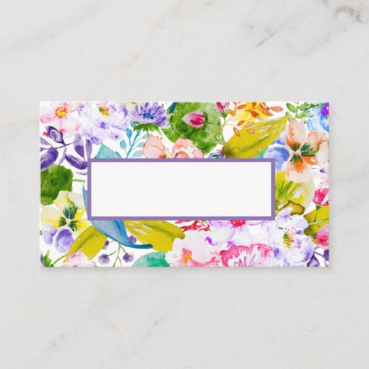 Moderne Paarse Bloemen Romantische Bruiloft Plaats Plaatskaartje (Voorkant)