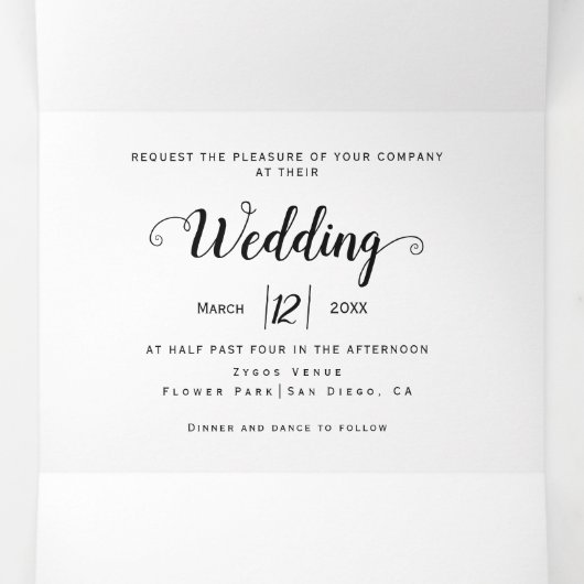 Moderne paarse bloemen, typografie bloemperbruilof drieluik uitnodiging (Binnenkant midden)