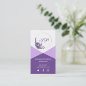 Moderne Paarse Bloemen Visitekaartje (Staand voorkant)