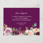Moderne Paarse bloemen zijn mijn bruidsmeisje voor Uitnodiging Briefkaart (Achterkant)