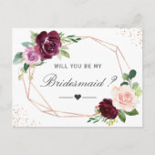 Moderne Paarse bloemen zijn mijn bruidsmeisje voor Uitnodiging Briefkaart (Voorkant)