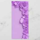 Moderne paarse bloemenbruiloft menu (Achterkant)