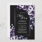 Moderne Paarse bloemenbruiloft na feest Kaart (Voorkant)