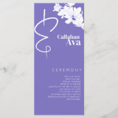 Moderne paarse bloemenelegantie programmakaart (Voorkant)