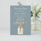 Moderne paarse bloemenpot Save The Date kaart (Staand voorkant)