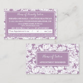 Moderne Paarse Bloemensalon Afspraakherinnering Afsprakenkaartje (Voorkant / Achterkant)