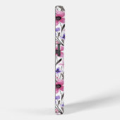 Moderne Paarse bloementeelt in roze Waterverf Case-Mate iPhone Case (Achterkant / Rechts)