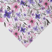 Moderne Paarse bloementeelt in roze Waterverf Tissuepapier (Detail)
