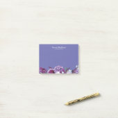 Moderne Paarse Bloemige Gepersonaliseerde Naam Post-it® Notes (Op bureau)