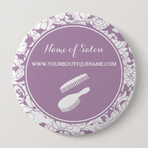 Moderne Paarse Bloemige Haar- en Schoonheidssalon Ronde Button 4,0 Cm
