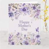 Moderne paarse bloemige Moederdagkaart Kaart (Gele Bloem)
