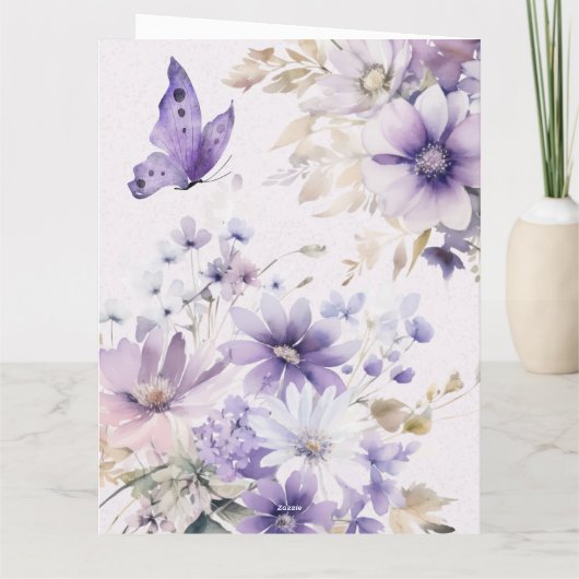 Moderne paarse bloemige Moederdagkaart Kaart (Achterkant)