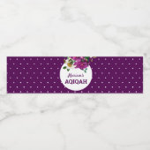Moderne Paarse bloempolka stippen Aqiqah Waterfles Etiket (Enkel label)