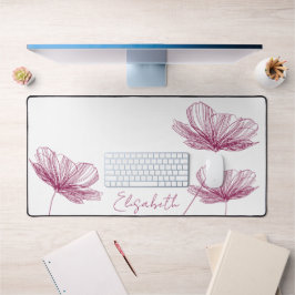 Moderne paarse bloemtekening Cute Boho meisjesacht Bureaumat