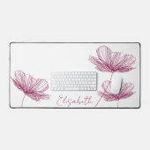 Moderne paarse bloemtekening Cute Boho meisjesacht Bureaumat (Keyboard & Muis)