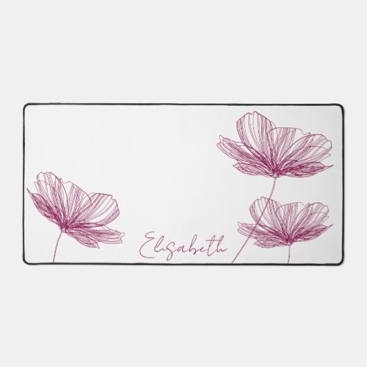 Moderne paarse bloemtekening Cute Boho meisjesacht Bureaumat (Voorkant)