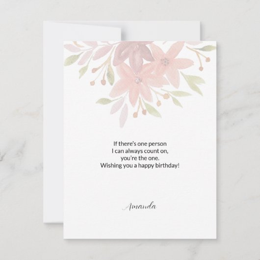 Moderne Paarse Blush Boho Bloemen Kaart (Achterkant)