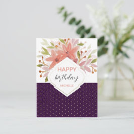 Moderne Paarse Blush Boho Bloemen Kaart