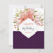 Moderne Paarse Blush Boho Bloemig Kaart (Voorkant)