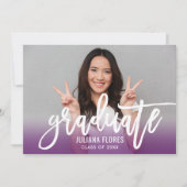 Moderne paarse borstel schrift verloop foto feest kaart (Voorkant)