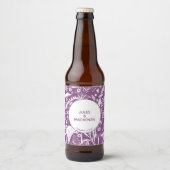 Moderne Paarse botanische bruiloft Bier Etiket (Voorkant)