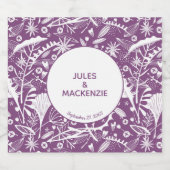 Moderne Paarse botanische bruiloft Likeurfles Etiket (Enkel label)