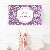 Moderne Paarse botanische bruiloft Spandoek (Insitu)