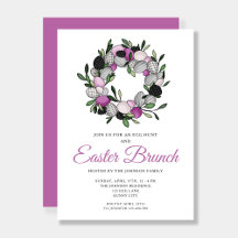 Moderne paarse botanische krans Pasen brunch