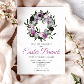 Moderne paarse botanische krans Pasen brunch Kaart