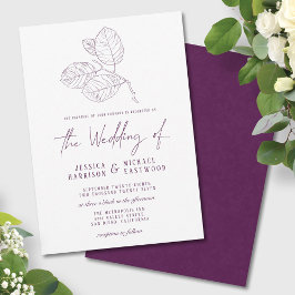 Moderne Paarse botanische omtrek legant bruiloft Kaart