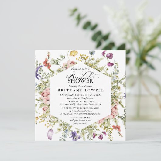 Moderne Paarse botanische wilde Vrijgezellenfeest Kaart (Staand voorkant)