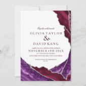 Moderne Paarse & Bourgogne Silver Agaat bruiloft Kaart (Voorkant)