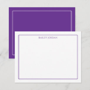 Moderne paarse briefpapier met dubbele rand notitiekaartje
