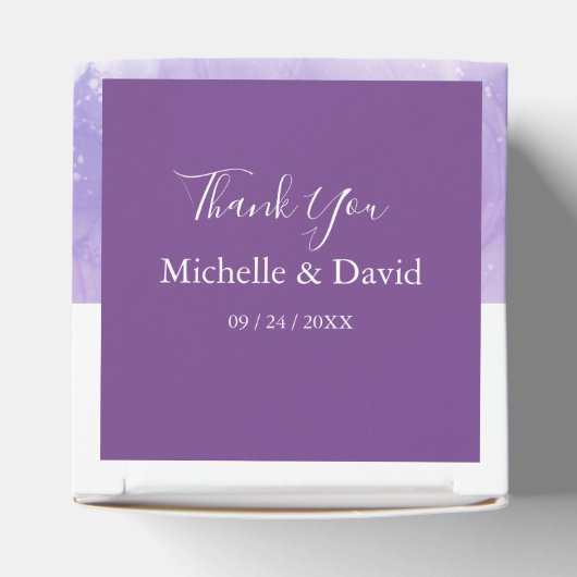 Moderne Paarse bruiloft Bedankdoosjes (Bovenkant)