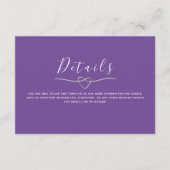 Moderne Paarse bruiloft Details Kaart (Voorkant)