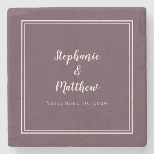 Moderne Paarse bruiloft en bruidegom Stenen Onderzetter (Voorkant)